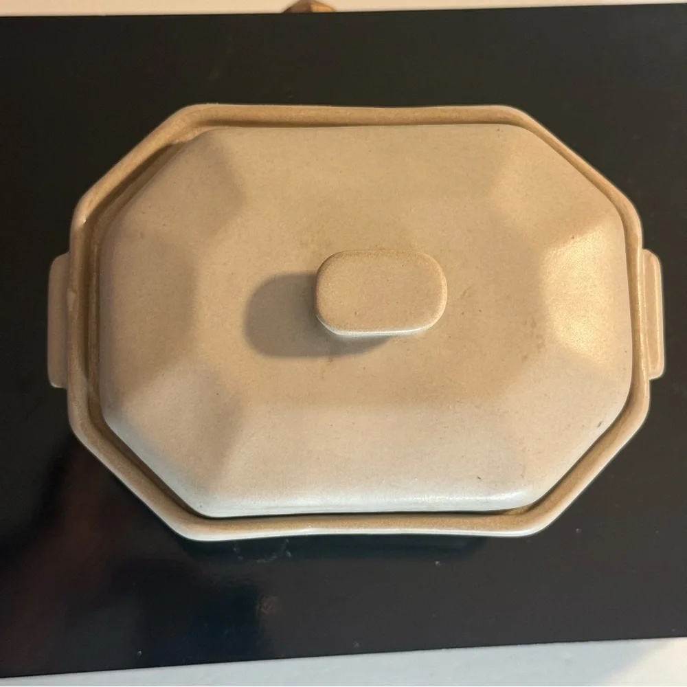 Stoneware Vintage Covered Baking Dish Spices Savory and Anise Signed